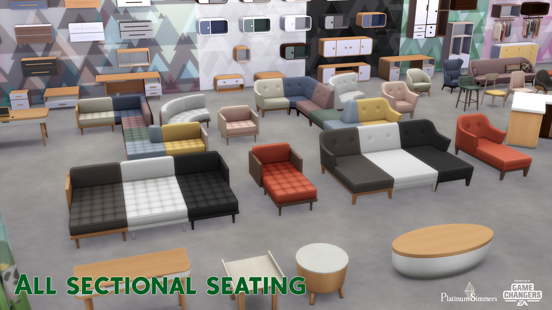The Sims 4 Dream Home Decorator BB sectional sofas Platinum Simmers